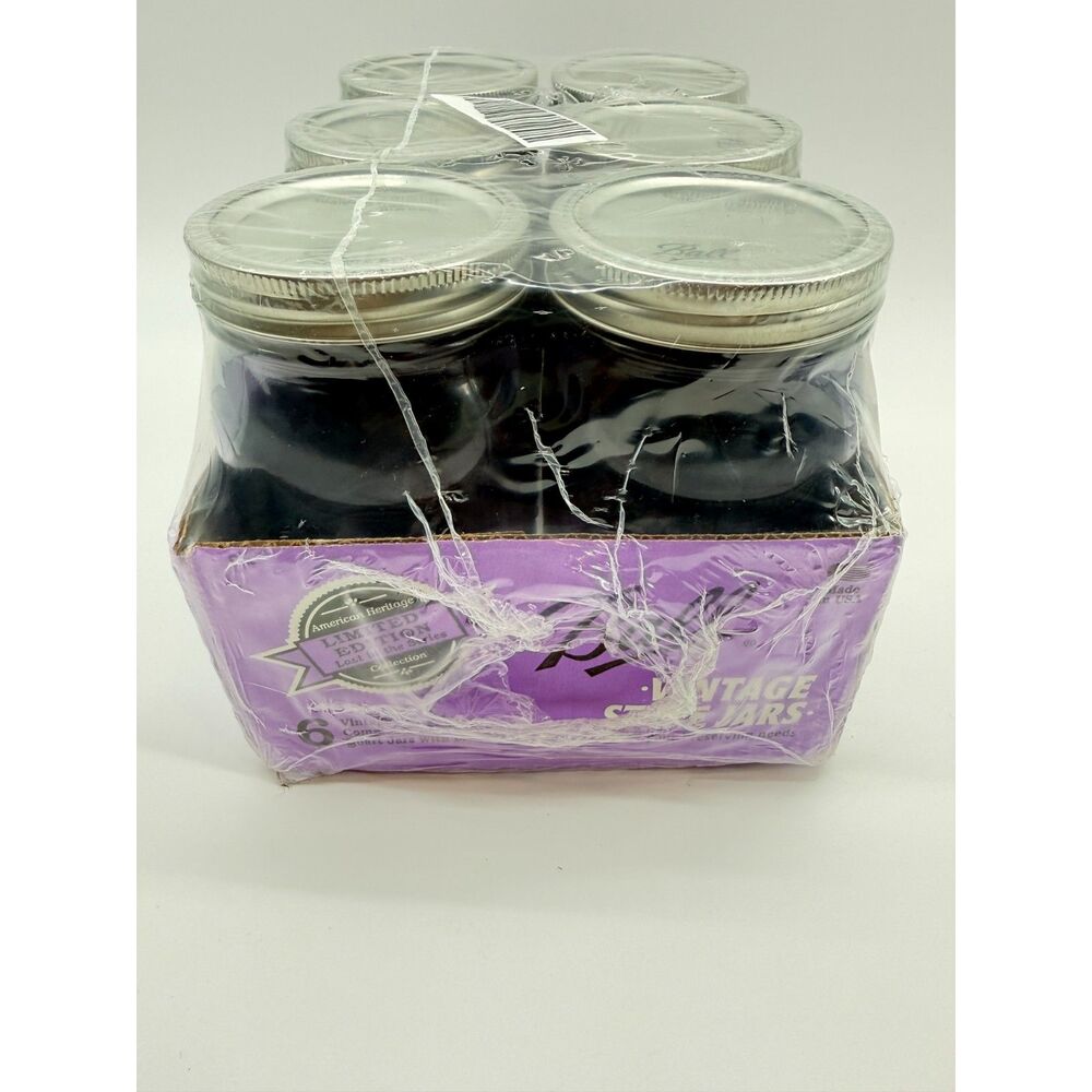 Sealed Ball Heritage Collection Purple Mason Jars - 100th Anniv QUART 6-Pack